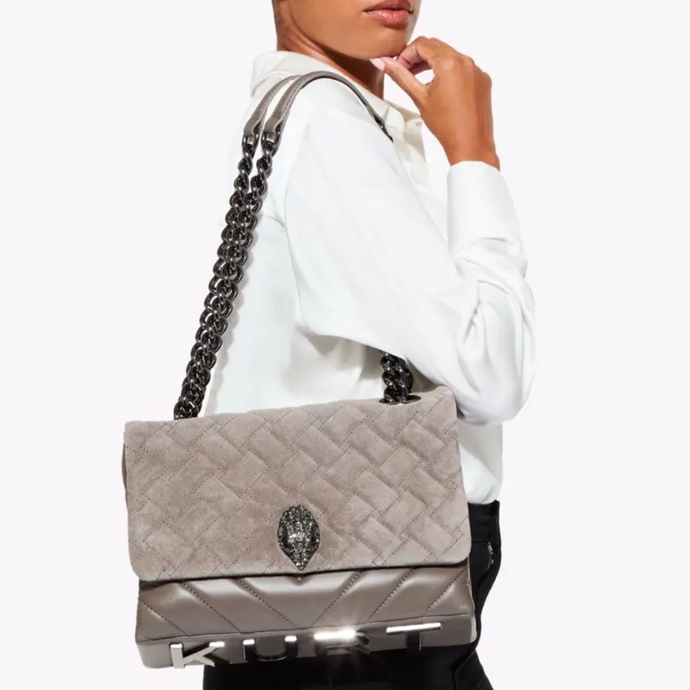 Kurt Geiger Taupe Quilted Kensington Shoulder Bag